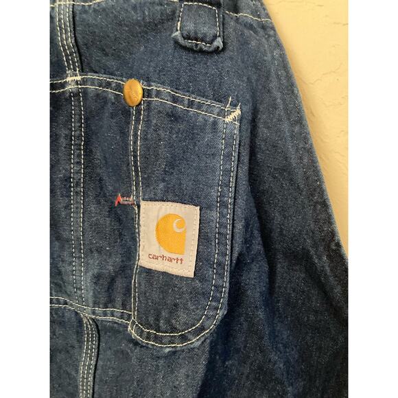VTG Carhartt Men's Overalls Denim High Back Bib Size 48x34 Altered - Picture 5 of 9